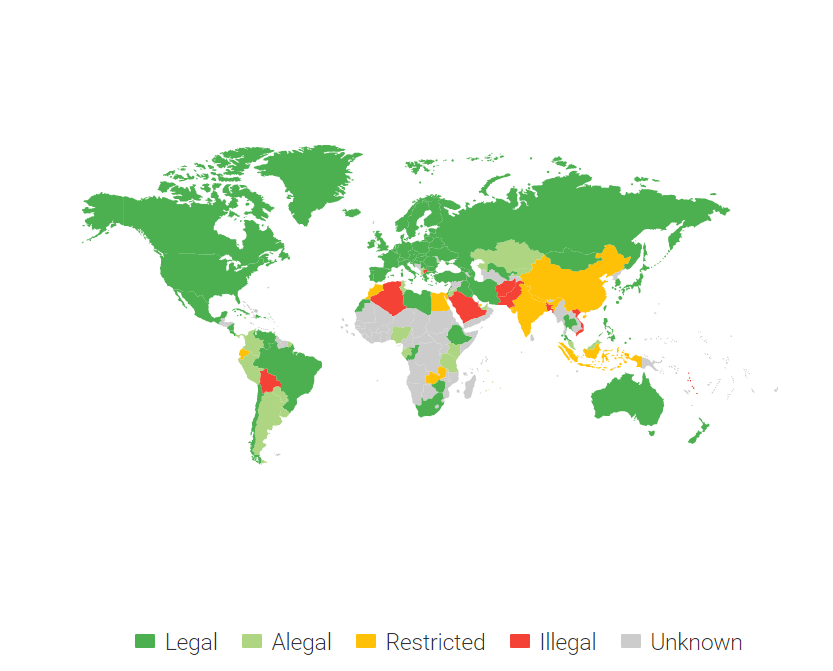 ประเทศที่ใช้ Bitcoin ในปี